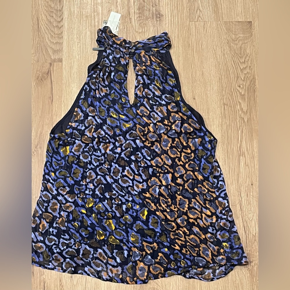 NWT Anthropologie Sleeveless Halter Top Size M Keyhole Lined Tank Purple Multi - Picture 8 of 13